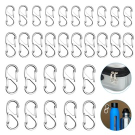 30Pcs Zipper Locks, Dual S Shaped Carabiner Clips, 3 Size Pull Replacement, Backpack Zipper Pulls Keep Zippers Closed, for Luggage Suitcase, Quick Clip Theft Deterrent (Silvery)