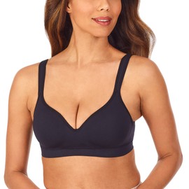CAROLE HOCHMAN Seamless Comfort Bra Wire Free Molded Cups Comfort Straps (2 Pack) (Black/Moonlight, Large)