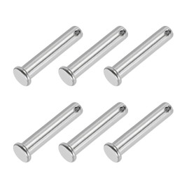 PATIKIL 10 x 50 Mm Single Hole Clevis Pins, 6 Pcs 304 Stainless Steel Flat Head Pin for Hitch Pin Lock Link Hinge Systems, Silver