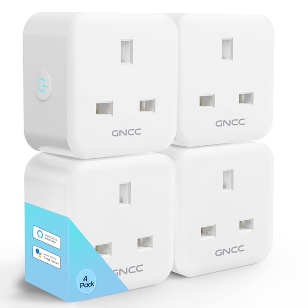 Smart Plug GNCC WiFi Plugs Works with Alexa Google Home Smart Socket Wireless Remote Control Timer Smart WiFi Outlet Without Energy Monitoring, 2.4Ghz Only, 13A 3120W, 4 Pack