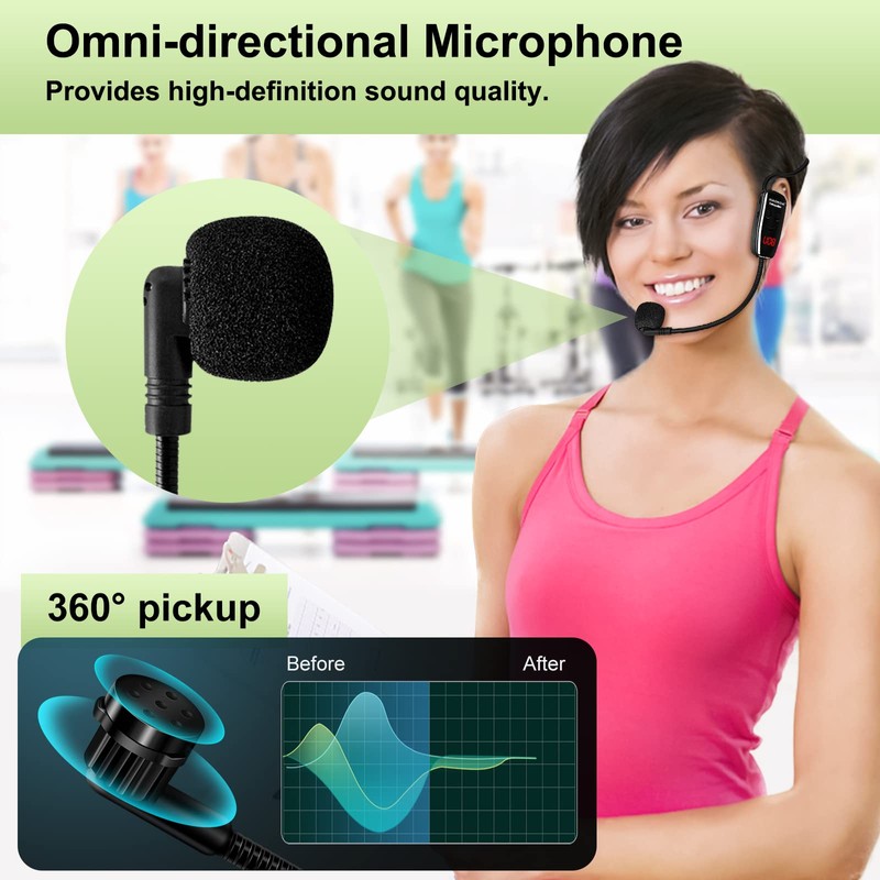 XIAOKOA Wireless Microphone Headset,UHF Dual Headset Microphone System,165FT Range Transmission