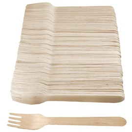 Clarina Disposable Cutlery Wooden Forks - Pack of 100 - Wooden Cutlery Disposable - Disposable Forks - Environmentally Friendly Made of Wood
