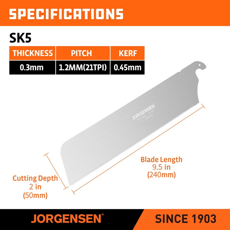 JORGENSEN 9.5 Inch Pull Saw Replacement Blade, SK5 Steel 21