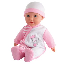 Simba My Love Baby Talk 105140020 Soft Body Doll with Sleeping Eyes in Cute Romper, Makes 24 Baby Sounds, 30 cm, Baby Doll from 2 Years, White/Pink