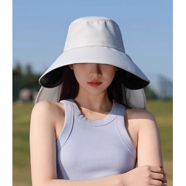 OhMill Women's Wide Brim Sun Protection Hat Gardening Fishing Bucket Hat Beach Hiking Cap Light Grey