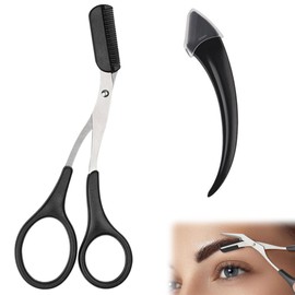 Pack of 2 Eyebrow Trimmer, Beauty Eyebrow Scissors, Black Women's Eyebrow Scissors, Stainless Steel Beauty Eyebrow Trimmer, Trimmer for Women and Men (Black)