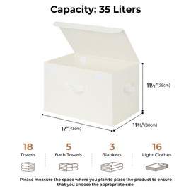 GRANNY SAYS Storage Bins with Lids, Fabric Storage Boxes, Closet Organizers and Storage, Storage Baskets for Shelves, Toy Box, Ivory White, 2-Pack