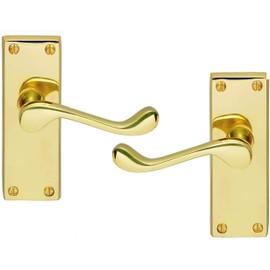Carlisle Brass - Victorian Scroll Door Handles Lever Latch Set Polished Brass for Interior Doors 120x41mm Plate