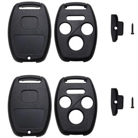 QIYANUA 4 Buttons Replacement Key Fob Keyless Entry Remote Shell Case & Pad fits Honda Accord Civic Ex Pilot with Screwdriver (1 Black+1 Black)