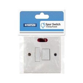 STATUS Fused Spur Switch | 13amp Fused Switch | Single White Plastic with Light Indicator | S13AFSSWNB4