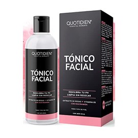 Quotidien Tónico Facial con Agua de Rosas  Vitamina B5  Niacinamida- Sin Fragancia-Sin Alcohol Etílico-97 Ingredientes Naturales - Equilibra el PH ,  