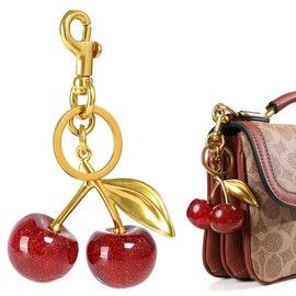 XOXVURI Bag Pendant Cherry Bag Pendant, Cherry Bag Charm Metal Keyring with Key Rings and Clip Pockets Extension Chain for Women Purses, Bags, Handbags, Wallets, Backpacks