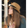 Straw Fedora Sun Hat for Women Men Short Brim Panama
