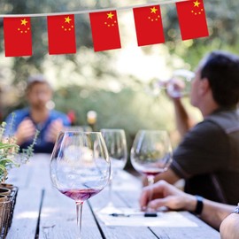 32FT China Pennant Small Flag Bunting,30 PCS Chinese Mini String Banner Stripes Decor for Holiday Restaurant Home Party School