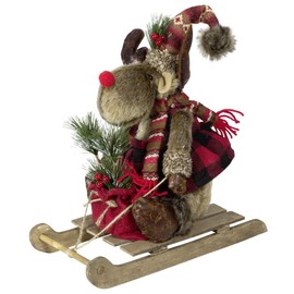 Christmas Paradise Winter Decoration on Sleigh Elk Reindeer Christmas Decoration Size Approx. 30 cm