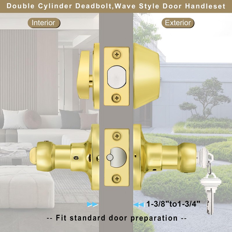 Brotima 3 Pack Keyed Alike Lever Set with Single Cylinder