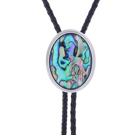 HUABOLA CALYN Bolo tie for Men Western Cowboy Leather Necktie Handmade Natural Stone Minimalist Style Bolo ties (2# Abalone)