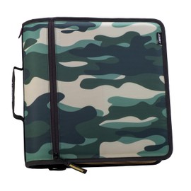 Case-it The Print Mighty Zip Tab Zipper Binder - 3 Inch O-Rings - 5 Color Tab Expanding File Folder - Multiple Pockets - 600 Sheet Capacity - Comes with Shoulder Strap - OG Camo D-146-P