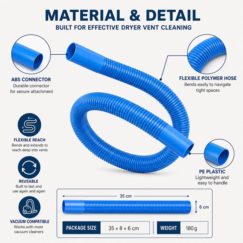 Dryer Vent Cleaner Hose Attachment for Home Maintenance – Flexible
