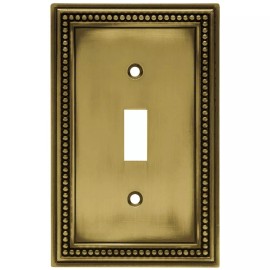 Franklin Brass 171904 Antique Brass Beaded Single Switch Cover Plate