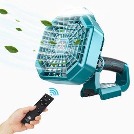 YEX-BUR Fan for Makita 18v Battery, Portable Fan with Remote, LED Light, USB-A Charging for Phone, Battery Operated Fans for Camping Car Repairing Construction Site
