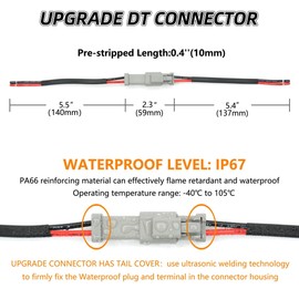 ALFOCI 8 Set 2 Pin DT Deustch Waterproof Connector Automotive Electrical Butt Connector 16AWG Wire Harnesses Connectors Kit with Heat Shrink Tubing for Car Boat Truck, 8 Kits (A- 2Pin Wiring 8Pair)…