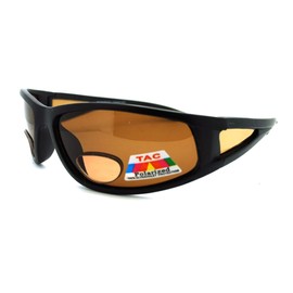 JuicyOrange Mens Wrap Around Sport Sunglasses Polarized Plus Bifocal Reading Lens Black (black (brown), 1.75)