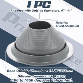 Nuanchu #7 Flexible Roof Jack Pipe Boot Pipe Flashing Boot for Pipe OD 6" to 11" Roof Vent Boot High Temp Silicone Chimney Boot for Roof Vents