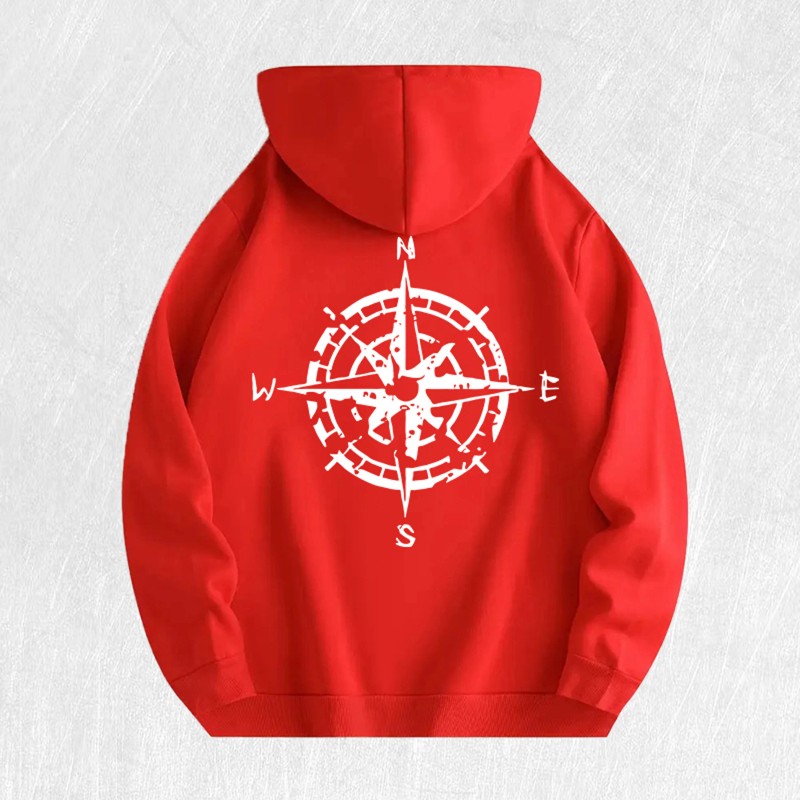 Compass Graphic Hoodie 100% Cotton US Warehouse 6 ColorsColor: Light
