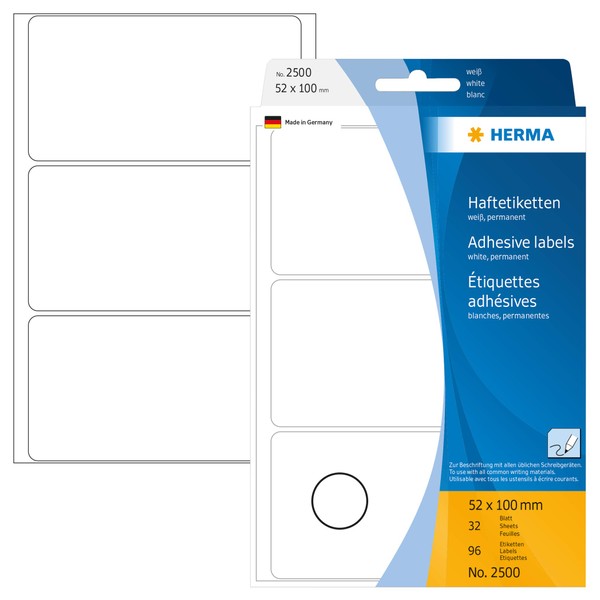 HERMA 2500 Vielzweck-Etiketten, 96 Stück, 52 x 100 mm, 3