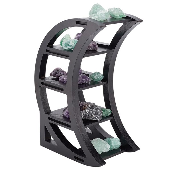 INFUNLY Black Crescent Moon Shelf Wooden Decorative Moon Shelf Display