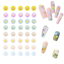 Yudisho 40pcs Colorful 3D Flower Sunflower Nail Jewelry, Resin Flower DIY Nail Accessories, Cute Y2K Nail Decoration (8 Colors)