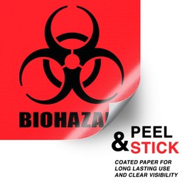 Biohazard Stickers Sign 4" X 4" Waterproof Biohazard Warning Label，Use for Hospitals and Industrial (20/Pack）