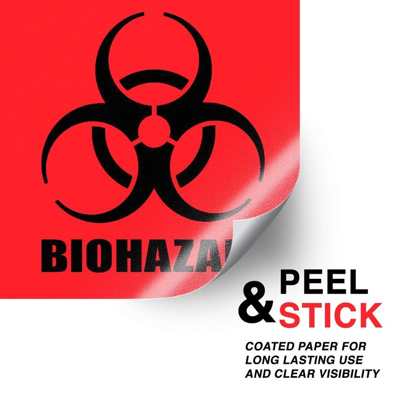 Biohazard Stickers Sign 4" X 4" Waterproof Biohazard Warning Label，Use