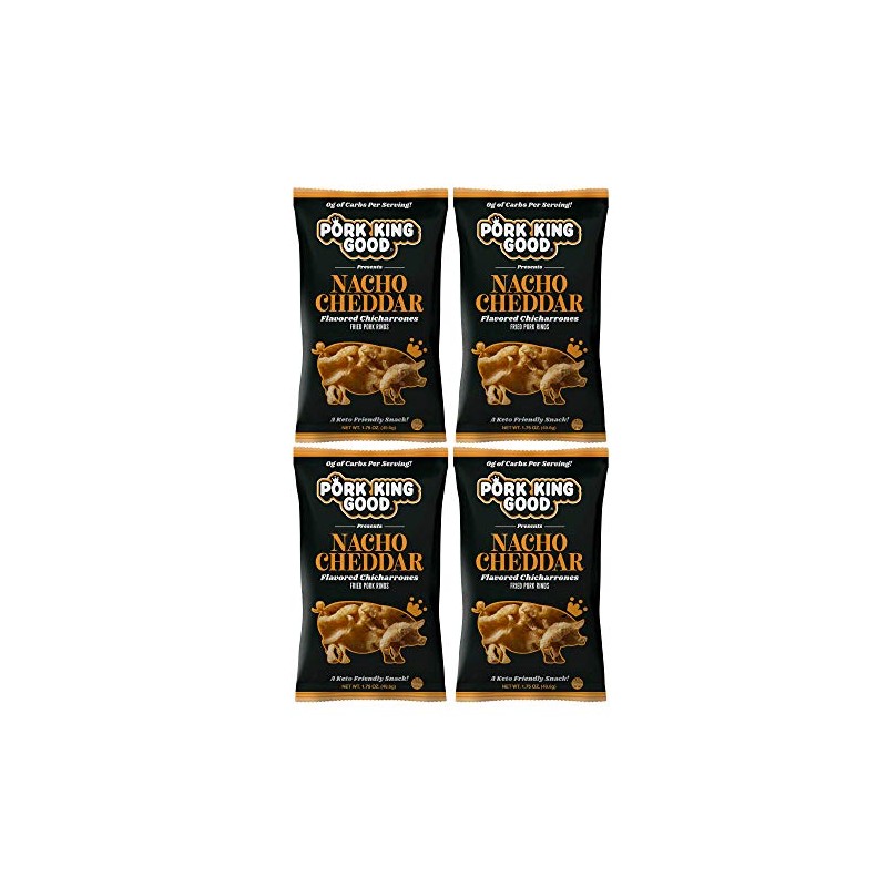 Pork King Good Nacho Cheddar Pork Rinds (Chicharrones) (4 Pack)