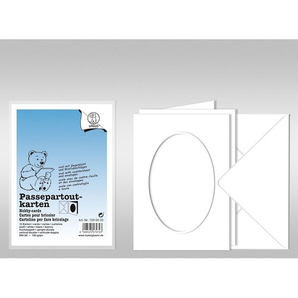 URSUS Passepartout Cards A6 White Oval Cut-Out Pack of 10