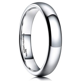 King Will BASIC 4mm Classic Polished Comfort Fit Domed Tungsten Metal Ring Wedding Band 7
