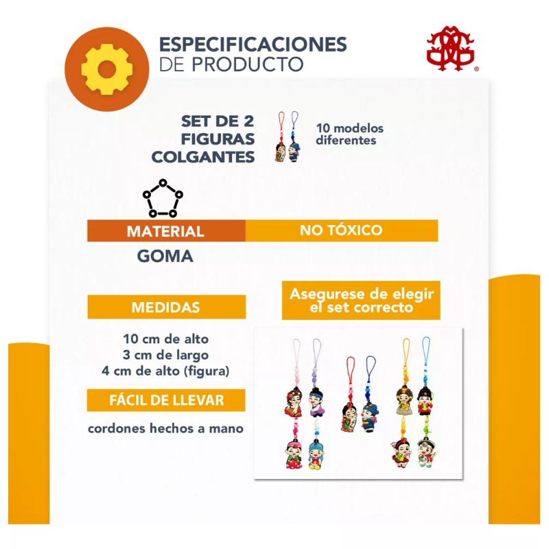 J.H. Company Set 2 Pcs Colgante Figura Coreana Tradicional Pareja