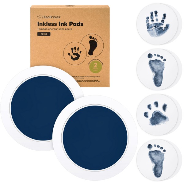 KeaBabies 2-Pack Round Inkless Baby Hand and Footprint Kit -