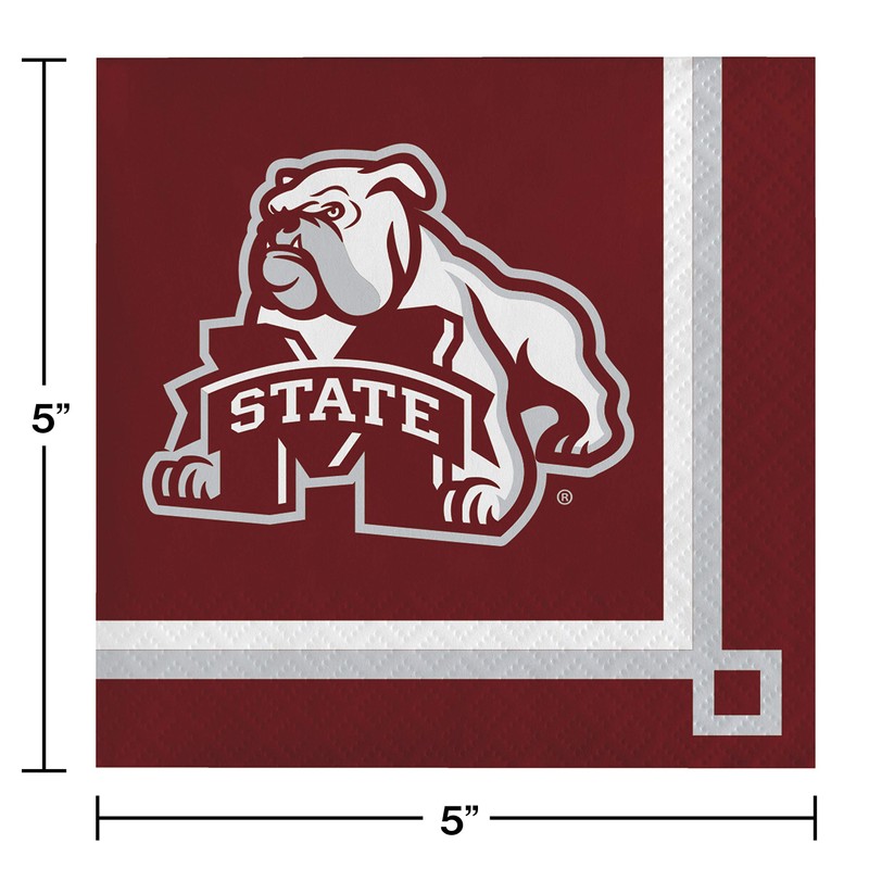 20-Count Paper Beverage Napkins, Mississippi State Bulldogs