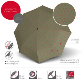 Knirps T.200 Duomatic Animal Pocket Umbrella – Automatic Open and Closing – Stormproof – Windproof – Animal Look, Kelly Sand