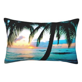 Pillowcase for Hair and Skin California Palm Tree Beach Sun Rise Super Soft Travel Pillow Case with Hidden Zipper Closure for Bed Cushion Cover for Sofa Bed Car Chair (14x20 in),Gifts for Women Men