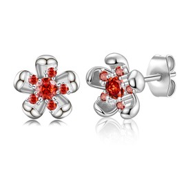 Small Flower Stud Earrings 925 Silver Earrings for Women Girls Hypoallergenic Small Flower Earrings with 5A + Zirconia Helix Cartilage Tragus Earrings Silver Gifts (10 mm), White Gold