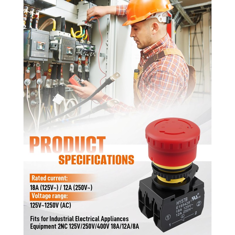 HY57B Industrial Emergency Stop Switch Push Button Switch Fit for