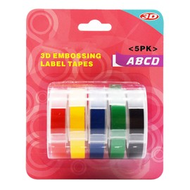 5 Pack Replacement for Label Maker Refills 9mm*300cm/Roll Manual Embossing Label Tape Refills Compatible with DYMO 12813/12814/1610/1540/1535/1575/17266