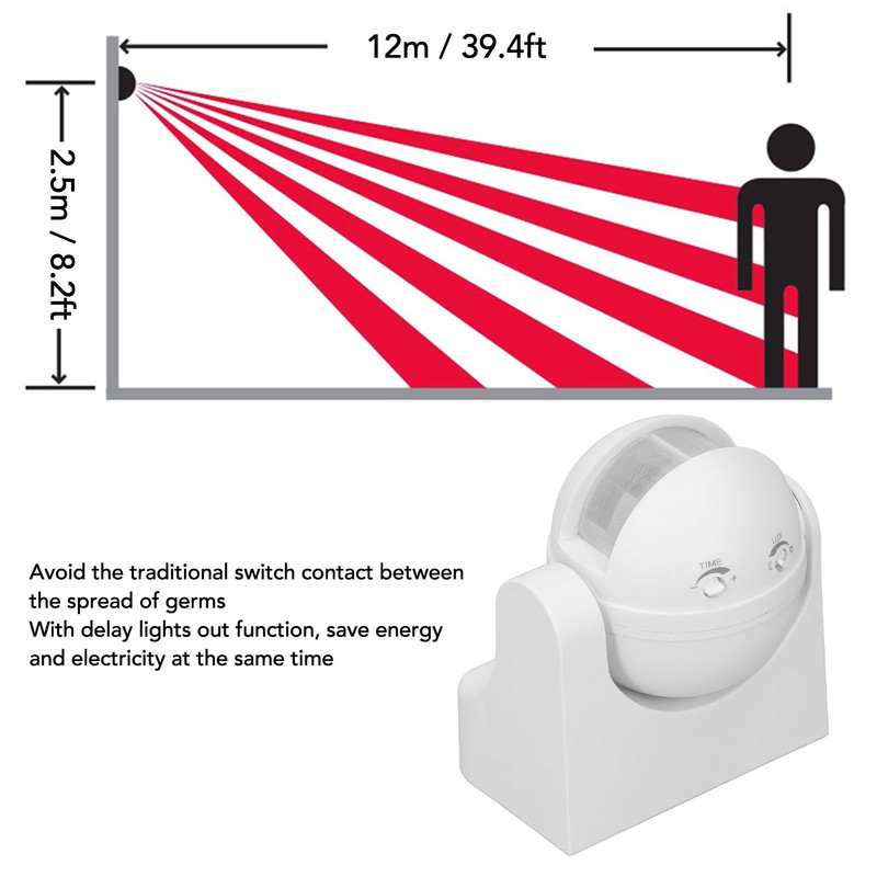 Motion Sensor Detector Switch Waterproof Intelligent Radiationless ABS Housing Infrared