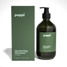 PUPPI Gentle Dog Shampoo (Amberis) | 15.5 fl oz. / 460 ml | Sulfate-Free Cleansing Formula | Enriched with Aloe Vera and Cucumber Extract