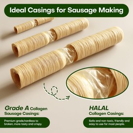 VONSYONG HALAL Sausage Casing, Grade A Edible Drying Collagen Sausage Casings for Flavorous Homemade Sausages 14m/46ft,Diameter 20mm/ 3/4'', 1 Roll