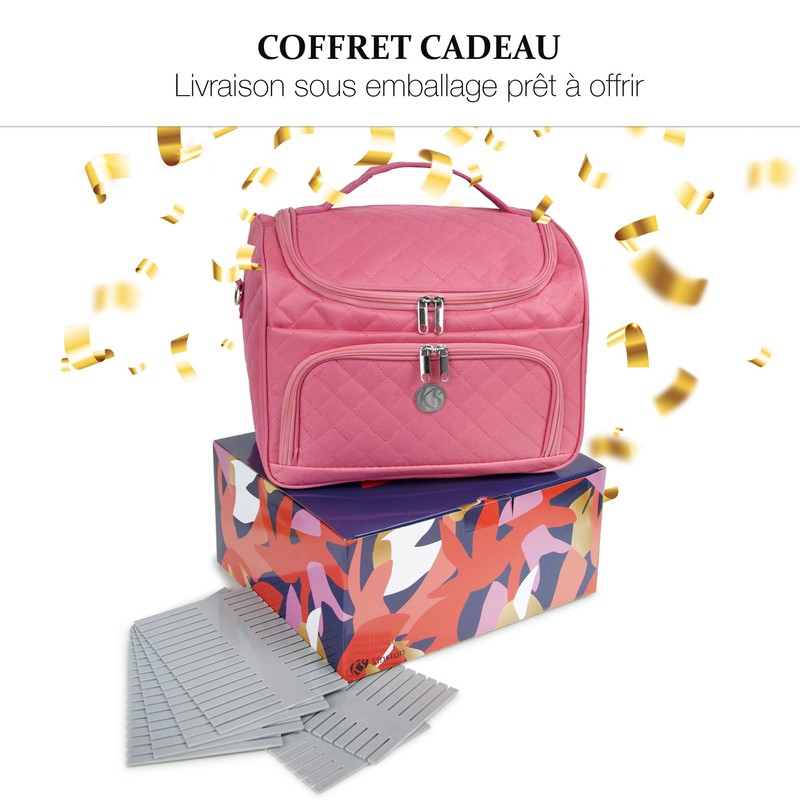 Travel Semi-Rigid Cosmetic Bag 25cm Cosmetic Bag KINSTON, Set Pink