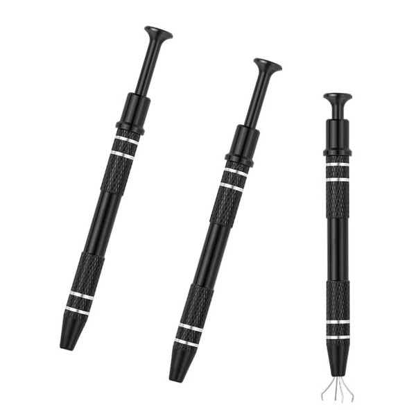 3 Pcs Black 4 Claw Jeweler's Pick Up Tool 4